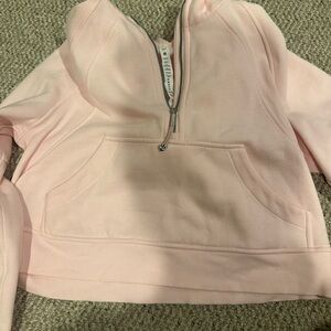 Lululemon oversized half zip scuba in size xs/s strawberry milk shake pink